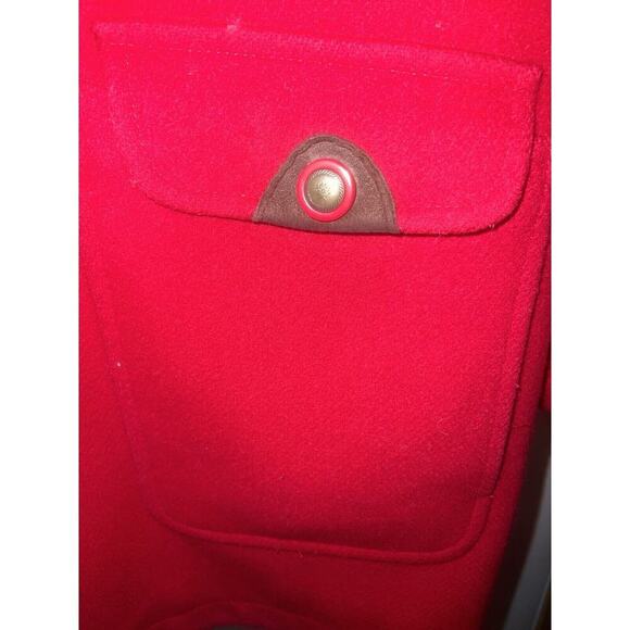 Vintage Talbots Wool Red Parka Coat Jacket Size 8 Sherpa Collar Made In USA Long - Picture 4 of 7